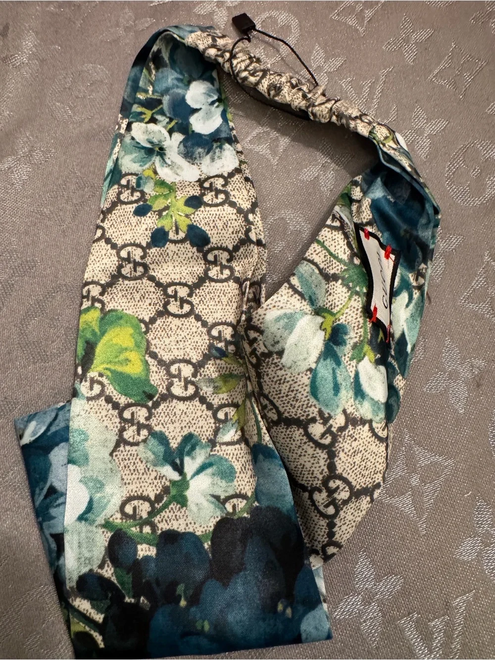 Gucci Floral Monogram Twist Headband in Blue and Green
